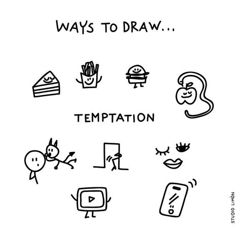 STUDIO LIMÓN on Instagram: “So many distractions in life... Word of day 287: temptation. . . #365waystodrawfestival #dailydrawing #temptation #verleiding #illustratie…” Word Of Day, Visual Facilitation, Visual Vocabulary, Eliminate Distractions, Graphic Facilitation, Visual Note Taking, How To Focus, Sketch Note, Visual Dictionary