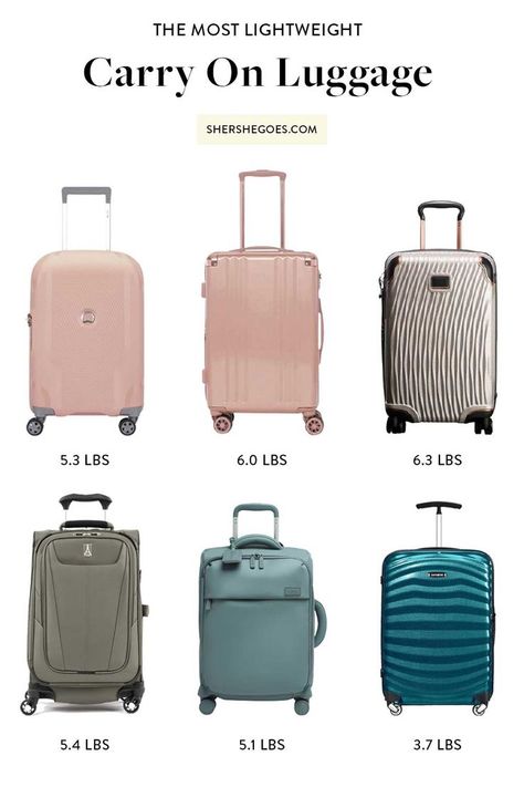 how to choose the best lightweight luggage. carry on suitcases these days need to compact, light and durable. but it can be hard finding carry-on bags under 8 pounds! here are the best luggage brands to find lightweight suitcases. #luggage #carryonluggage #suitcases #lightweightluggage Luggage Design Ideas, Small Luggage Suitcases, Best Carry On Suitcase, Women’s Luggage, Best Carryon Luggage, Best Carry On Luggage For Women, Cute Luggage For Women, It Luggage, International Carry On Luggage