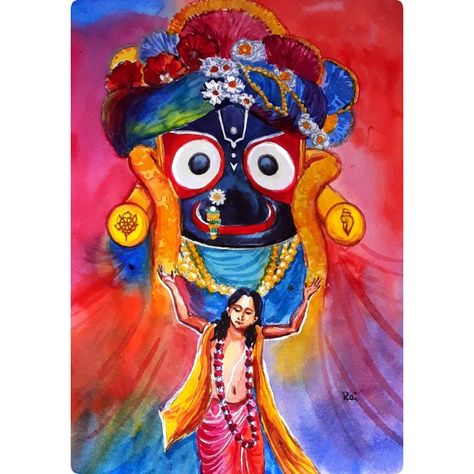 Jagannath Balaram Subhadra Painting, Jagannath Watercolor Painting, Jagannath Painting, Chaitanya Mahaprabhu, Watercolor Indian, Jay Jagannath, Shri Hari, Landscape Design Drawings, Lord Jagannath