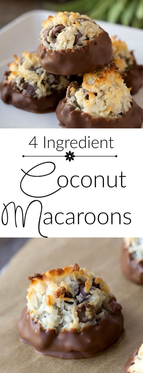 Coconut Macaroons Recipe - only four ingredients and perfect for Passover Macaroon Recipe, Coconut Macaroons Easy, Macaroons Recipe, Coconut Macaroons Recipe, Macaroon Cookies, Macaroon Recipes, Passover Recipes, Oreo Dessert, Coconut Macaroons