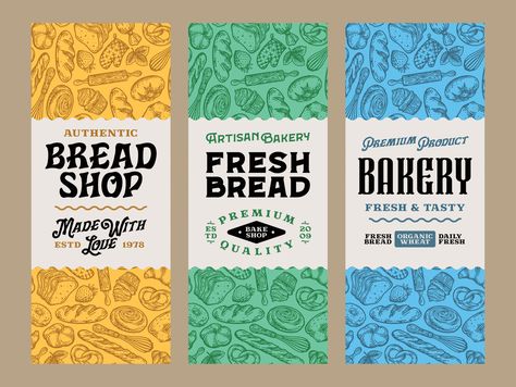 Bakery Branding Design, Bread Brands, Bakery Packaging Design, Typography Packaging, Bread Packaging, Label Mockup, Packaging Template Design, Beer Bottle Labels, Bakery Branding