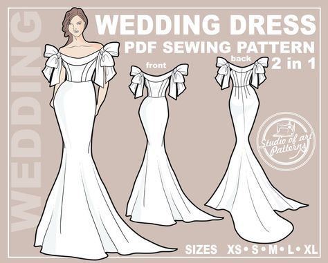 Wedding Dress Sewing Pattern, Pattern Wedding Dress, Wedding Dress Sewing, Wedding Dress Sewing Patterns, Fashion Design Template, Costura Fashion, Making Clothes, Pattern Wedding, Wedding Dress Patterns