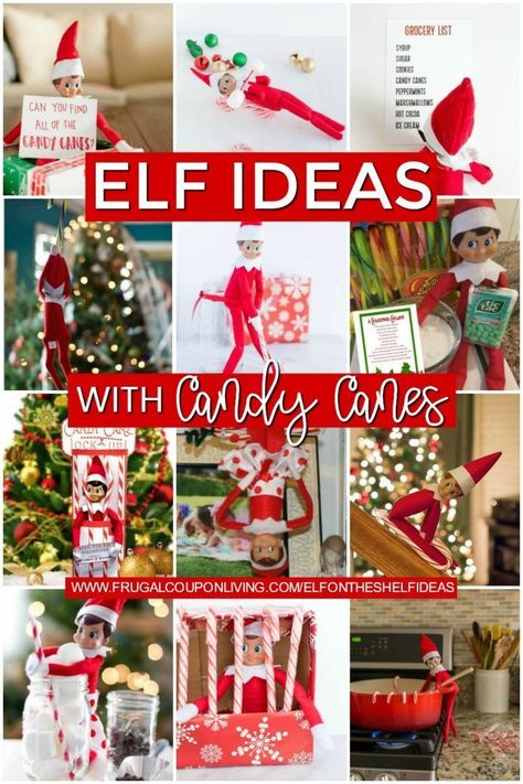 Grab a box of Christmas Candy Canes - Easily get through two weeks of Elf on the Shelf ideas with candy canes. Over one dozen candy cane elf ideas for your funny elf. See over 100s of Elf on the Shelf Ideas plus free elf printables. #FrugalCouponLiving #Candycanes #ElfontheShelf #ElfontheShelfIdeas #ElfIdeas #funnyelfideas #funnyelfontheshelf #elfprintables #freeelfprintables #printables #freeprintables Elf On The Shelf Candy Cane Jail, Elf Ideas With Candy Canes, Elf On The Shelf Ideas With Candy, Elf On The Shelf Ideas With Candy Canes, Elf On The Shelf With Candy Canes, Elf On The Shelf Candy Cane, Elf On The Shelf Ideas Candy Canes, Candy Cane Elf On The Shelf Ideas, Elf Candy Cane Ideas