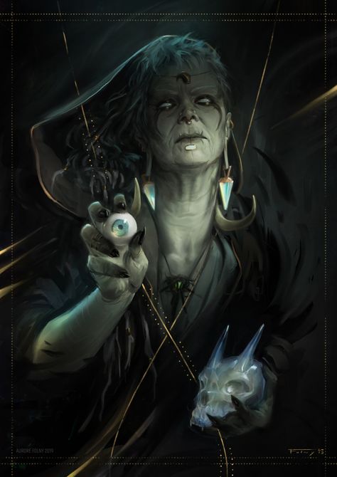 ArtStation - The Seer of Saterioh, Aurore Folny Fantasy Hag Art, Hag Concept Art, Hag Dnd Art, Hag Fantasy Art, Witch Dnd Art, Magic Hand Drawing, Hag Dnd, Witch Illustration Art, Fey Dnd