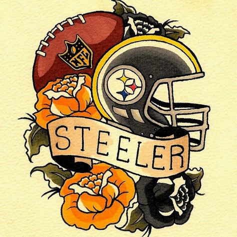 Steelers Tattoos, Sport Tattoos, Steelers Logo, Tshirt Design Inspiration, Mom Tattoos, Logo Illustration, American Traditional, Custom Illustration, Contest Design