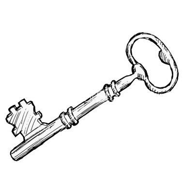 Skeleton Key Illustration, Skeleton Key Tattoo Designs, Key Drawing Vintage, Pencil Sketches Architecture, Key Sketch, Tattoo Key, Key Drawing, Skeleton Key Tattoo, Key Illustration