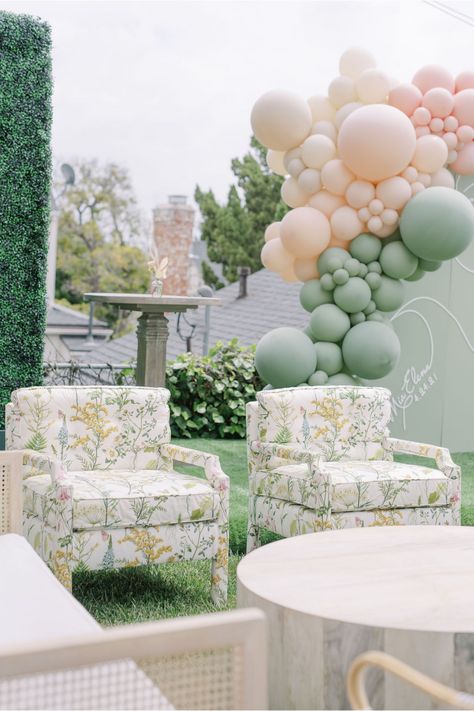 Pastel Pink And Green Balloon Garland, Pink And Sage Balloon Arch, Sage Green And Pink Balloon Arch, Pastel Green Baby Shower Ideas, Green And Pink Balloon Arch, Pink And Green Gender Reveal, Pink And Green Balloon Arch, Pink And Green Balloon Garland, Pink And Green Balloons