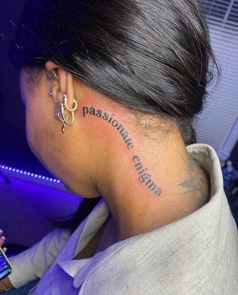 Tattoos Black People, Woman Neck Tattoo, Enigma Tattoo, Woman Neck, Black People Tattoos, Lgbt Tattoo, Free Tattoo Designs, Pretty Hand Tattoos, Neck Tattoos Women