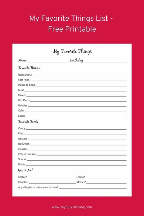 This favorite things free printable is perfect for teachers - or anyone you want to surprise with a special gift! Love that it is free and easy to use. #printable #myfavoritethings #diygift My Favorite Things List, School Encouragement, Student Birthday Gifts, Gift Ideas For Teachers, Secret Sister, Ideas For Teachers, Student Birthdays, Teacher Birthday Gifts, Always Remember Me