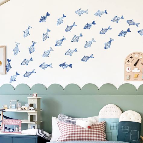 PRICES MAY VARY. Come with 30 pcs fish wall decals in several different sizes, made of PVC with high coverage Peel and stick, adorable and perfect accent to your walls. You can use them to add pattern, color or a fun design to waking up your living space, these wall decals are not removable Children can work with the wall decals independently, at the same time can stimulate the child’s creativity on posting method These wall decals are gender neutral and can be used in any room. It can be easily Ocean Kids Room, Kids Bedroom Wall Decals, Boys Wall Stickers, Ocean Nursery Decor, Space Wall Decals, Sea Nursery, Ocean Room, Kids Bedroom Walls, Ocean Nursery