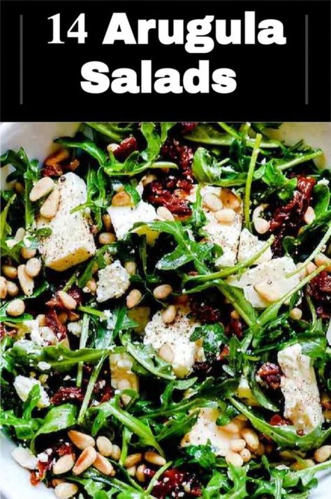 14 of the best healthy list of arugula salad recipes. Spring, summer, fall and winter recipes. Enjoy for lunch or dinner! Add arugula to salads, pizza, soups, pasta, eggs, wraps, nachos, pesto, lasagna, sandwiches, whole grains and roasted vegetables! #arugularecipes, #arugulasalads, #arugulasaladrecipes, #summersalads, #easysalads, #freshsalads, #dinnersalads, #healthyeating, #delicioussalads, Salad Recipes Spring, Best Arugula Salad, Healthy List, Pesto Lasagna, Arugula Recipes, Winter Salad Recipes, Arugula Salad Recipes, Side Salad Recipes, Best Salad Recipes