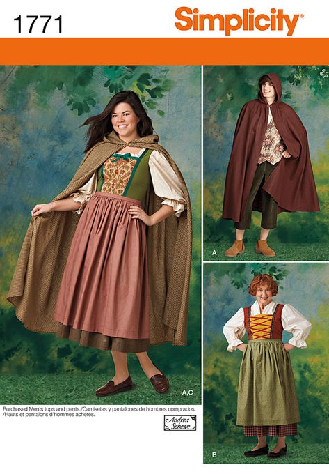 Simplicity pattern # 1771. Watch Jo-Ann's & other fabric stores adds & you'll find patterns at great sale prices. Simplicity Patterns Costumes, Hobbit Cosplay, Hobbit Costume, Peasant Costume, Lotr Costume, Medieval Cosplay, Cape Costume, 18th Century Costume, Costume Sewing Patterns