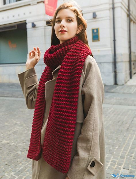 Thick Wool Scarf, Thick Knit Scarf, Fall Fashion Accessories, Burgundy Scarf, Thick Scarf, Cape Scarf, Woolen Scarves, Thick Wool, Fall Scarves