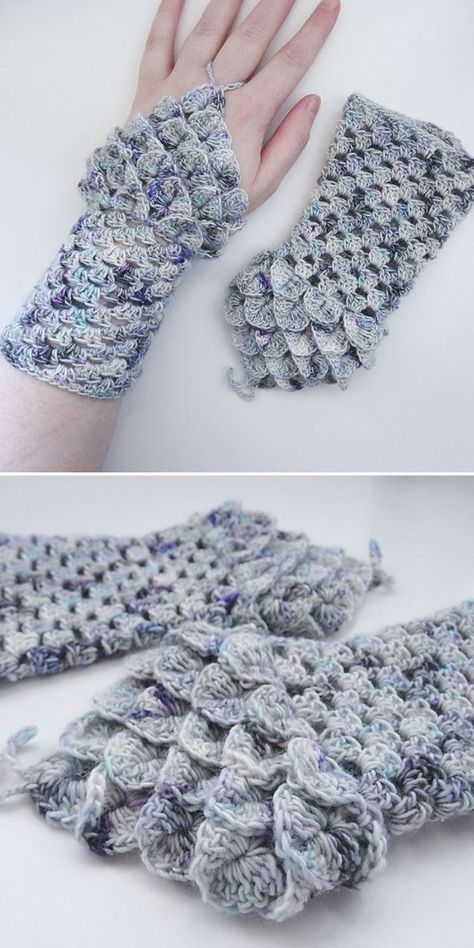 Corak Krusye, Crochet Fingerless Gloves Free Pattern, Crochet Mittens Free Pattern, Fingerless Gloves Crochet Pattern, Crochet Gloves Pattern, شال كروشيه, Gloves Pattern, Crochet Dragon, Crochet Fingerless Gloves