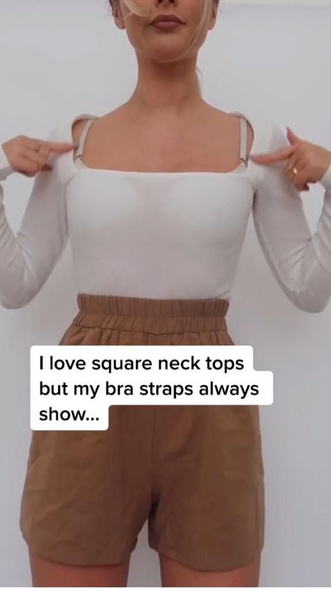 Square Neck Top Outfit Ideas, Square Neck Top Outfit, Neck Top Outfit, Square Neck Tops, Scarf Wearing, Top Outfit Ideas, Shirt Knot, Old Bras, Clothes Hacks