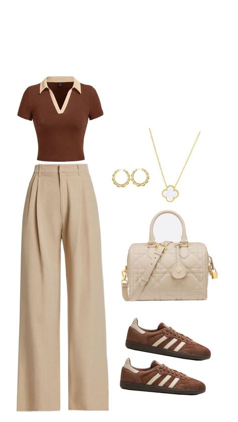 Cute Italian Outfits, Khaki Dress Pants Outfit Women, Cream Color Jeans Outfit, Tan Outfits For Women, Coffee Date Outfit Aesthetic, Beige Aesthetic Outfit, Coffee Date Outfit, Tan Outfit, Dress Pants Outfits