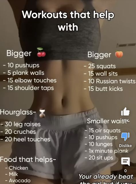 How To Get Bigger %f0%9f%8d%92 Fast, Smaller Ribcage, Teen Workout Plan, Tv Workouts, Summer Body Workout Plan, Small Waist Workout, Workouts For Teens, Daily Workout Plan, All Body Workout