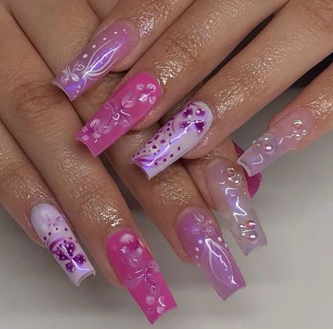 Funky Pink Nails, Tacky Nails, Dominican Nails, Cosmic Nails, Coquette Nails, Nail Appointment, Nail Board, Glamour Nails, Nice Nails