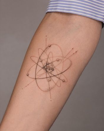 Science Aesthetic Tattoo, Science Tattoos For Women, Quantum Entanglement Tattoo, Atoms Tattoo, Biochemistry Tattoo, Cycle Of Life Tattoo, Attic Toilet, Quantum Physics Tattoo, Astronomy Tattoo Ideas