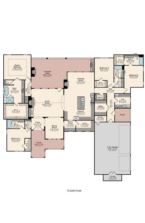 3800 Sq Ft House Plans, House Plans Under 3000 Sq Ft, 4 Bedroom 4.5 Bath House Plans, 4 Bedroom With Office House Plans, Empty Nester House Plans, Ranch Plans, Kings Landing, House Addition, Plan Layout