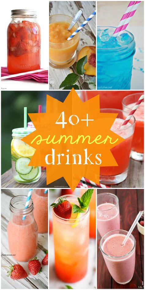 A roundup of 40+ drink recipes that will keep you refreshed in the summer heat! They all look sooo delicious - must see! { lilluna.com } Welcome Drink Ideas, Lemonade Tea Recipe, Welcome Drinks, Summer Drink Recipes, Refreshing Summer Drinks, Kid Drinks, Best Salad Recipes, Welcome Drink, Lemonade Recipes