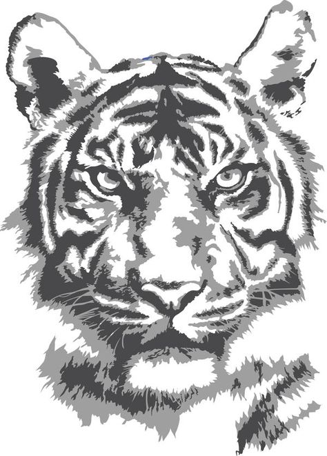 Realistic Tattoo Stencil, Tiger Stencil, Tattoo Stencil Designs, Tiger Face Tattoo, Big Cat Tattoo, Realistic Tattoo, Tattoo Stencil Outline, Tiger Face, Tattoo Stencil