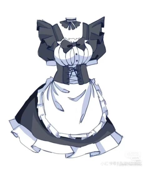 Anime Base Clothes, Maid Outfit Drawing Base, Gacha Maid Outfit Idea, Maid Headband Drawing, Anime Maid Dress Drawing, Maid Outfit Pose, Maid Drawing Reference, Maid Dress Reference, Gacha Maid Outfits