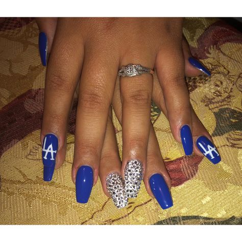 Dodger Blue Nails, Dodgers Nails Designs, Dodger Nails Designs, Dodgers Nails, Dodger Nails, Fall Nail Polish, Dodger Blue, Nail Polish Designs, Mani Pedi