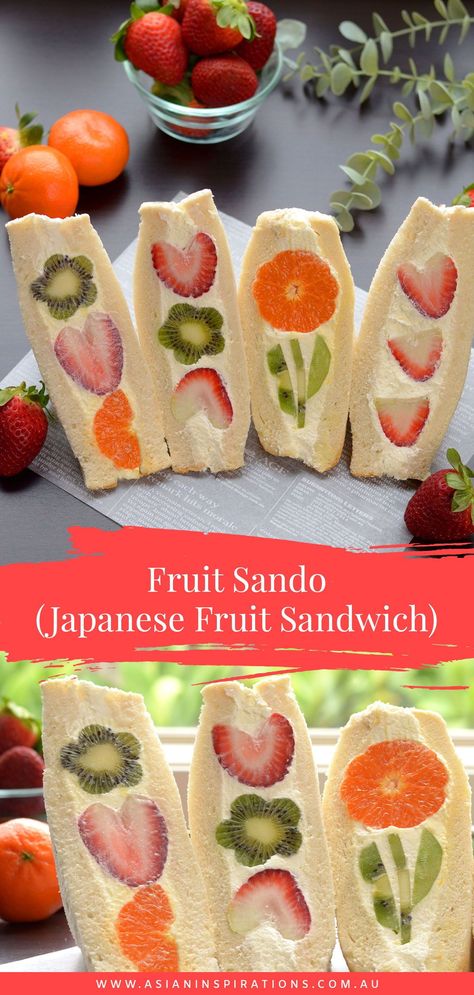 Sandwich Buah Aesthetic, Sando Bento, Fruit Sandwich Aesthetic, Fruit Sandwich Recipes, Fruit Sando Aesthetic, Sandwich Sando, Japanese Fruit Sandwiches, Asian Picnic, Sandwich Buah