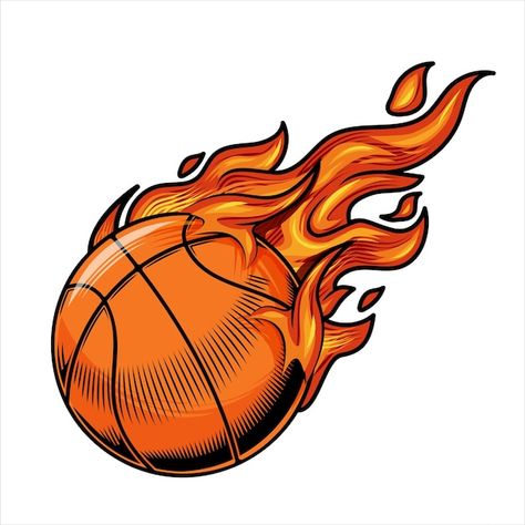 Basketball On Fire, Basketball Doodle, Basketball Logo Design, Basketball Drawings, Basketball Clipart, Art Fundraiser, Fire Vector, Basketball Silhouette, Sports Drawings