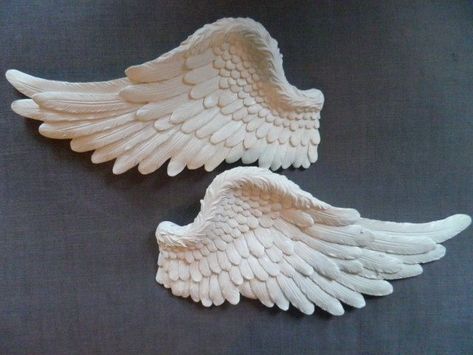 Alas Tattoo, Christmas Edit, Clay Angel, Diy Angels, Angel Wings Wall, Cardboard Painting, Angel Sculpture, Wings Art, White Angel