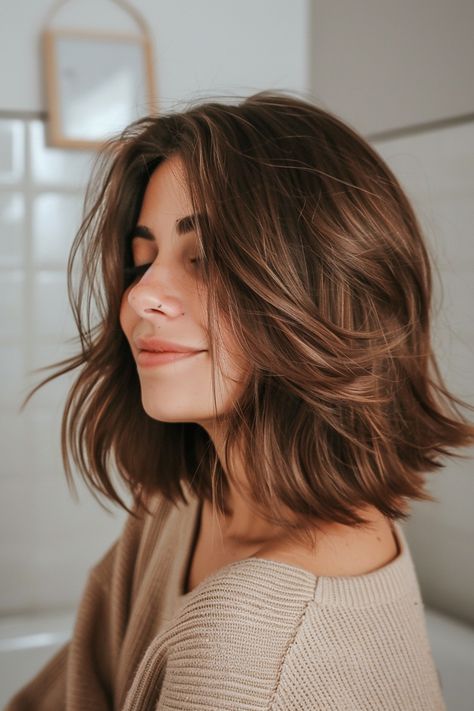 24 Gorgeous Medium-Length Layered Haircuts for Every Hair Type in 2024 – CreativeBooster Medium Length Bob, Layered Thick Hair, Haircuts With Layers, Medium Hairstyles For Women, Medium Length Hair Straight, Haircuts For Medium Length Hair, Choppy Layers, Medium Layered Haircuts, Medium Layered Hair