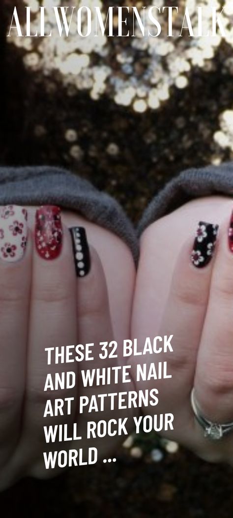 Rockabilly Nails, Nail Art Patterns, Black And White Nail, Black And White Nail Art, Popular Nail Art, Nails Board, White Nail Art, Popular Nails, White Nail