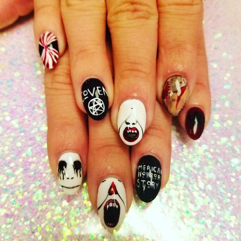 American Horror Story Nails American Horror Story Nails, Horror Nails, American Horror, Horror Stories, American Horror Story, Enamel Pins, Nails