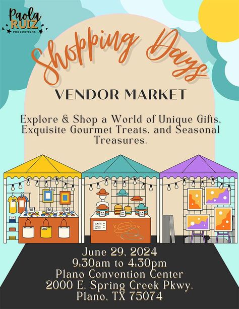 Shopping Days – Vendor Market in Plano Vendor Market, Vendor Displays, Market Stands, Poster Design Layout, Market Day, Pop Up Market, Gourmet Treats, Craft Shows, Fundraising Ideas