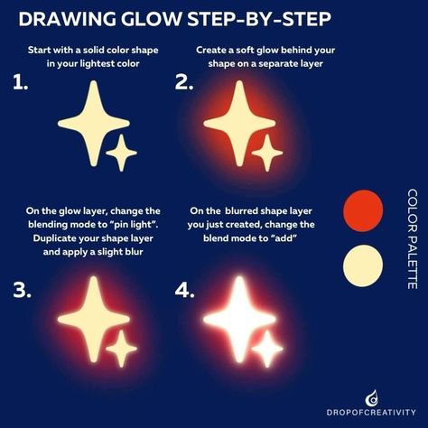 Glowing Effect Painting, Glowing Eye Tutorial Art, How To Draw Melting Things, Glasses Effect Drawing, Glowing Effect Art, Glowing Eyes Art Tutorial, Moon Tutorial Digital, Simple Things To Draw Digitally, Digital Art Objects