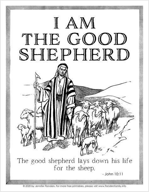 The Good Shepherd Coloring Page, Good Shepherd Coloring Page, Shepherd Coloring Page, I Am The Good Shepherd, Bible Verse Vinyl, Surely Goodness And Mercy, True Vine, Attributes Of God, Bible Resources