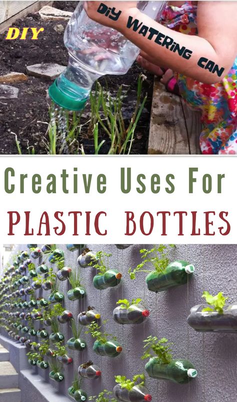 Diy Plastic Bottle Planters, Upcycling Plastic Bottles, Plastic Bottle Garden, Uses For Plastic Bottles, Diy Recycle Plastic, Bottle Planters, Plastic Bottle Greenhouse, Recycled Garden Planters, Vertical Herb Gardens