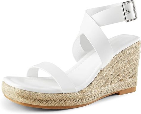 Amazon.com | Arromic Women's Wedge Sandals Espadrille Strappy Platform Wedge Heels Sandals Casual Summer Beach Sandals Wedges Shoes for Women White | Platforms & Wedges Shoes For Women White, White Platforms, Sandals Wedges, Wedges Shoes, Platform Wedge Heels, Sandals Casual, Womens Sandals Wedges, Wedge Heel Sandals, Heels Sandals