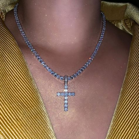 Cross Choker, White Cross, No Filter, Diamond Cross, Tennis Necklace, Cross Necklace, Choker, Tennis, Filter