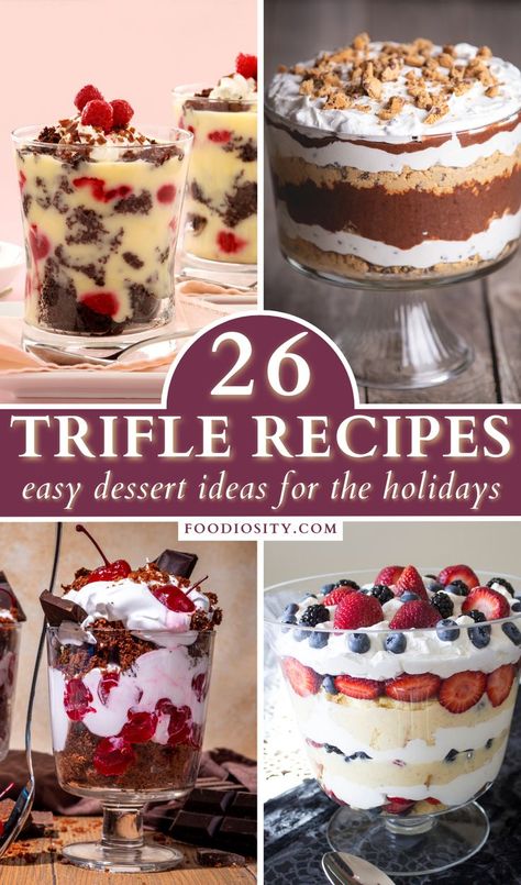 Trifle Desserts Christmas, Trifle Bowl Desserts, Chocolate Trifle Desserts, Trifle Recipes Easy, Easy Trifle, Trifle Bowl Recipes, Easy Dessert Ideas, Trifle Dessert Recipes, Custard Cake Recipes