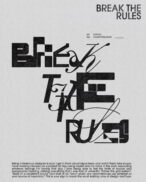 Expressive Type Poster, Experimental Typography Design, Polish Typography, Experimental Typography Poster, Stretched Typography, Deconstructed Typography, Chaotic Typography, Break Typography, Transformation Poster