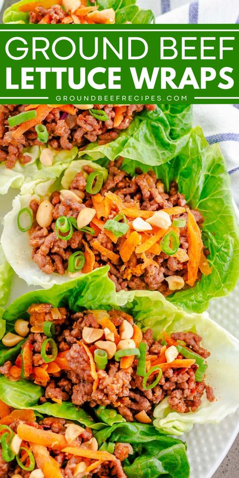 In the mood for some Mexican food? Here's a main course recipe for taco lettuce wraps! Not only are these Ground Beef Lettuce Wraps delicious, but they are also low-carb. Plus, they're an easy family dinner in just 15 minutes! Lettuce Tacos Ground Beef, Ground Beef Lettuce Wraps, Bib Lettuce, Ground Chicken Tacos, Easy Lettuce Wraps, Grilled Sweet Corn, Lettuce Recipes, Taco Lettuce Wraps, Beef Lettuce Wraps