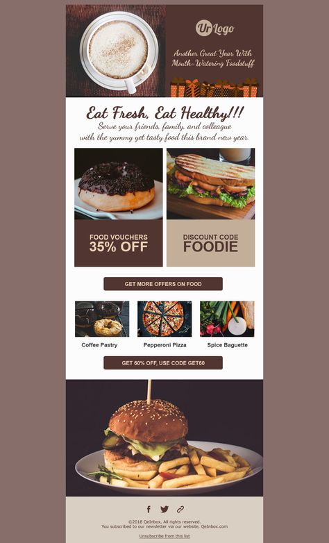 Restaurant Newsletter, Email Sample, Pizza Spices, Food Vouchers, Free Email Templates, Email Advertising, Html Email Templates, Responsive Email Template, Email Inspiration