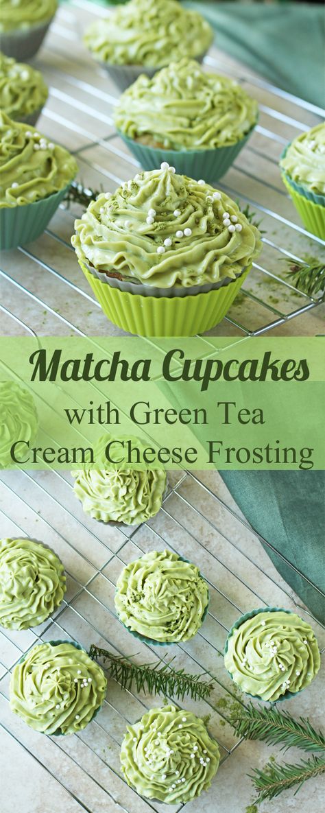 Matcha Cupcakes, Green Tea Cream, Matcha Green Tea Recipes, Matcha Dessert, Coconut Dessert, Green Tea Recipes, Matcha Recipe, Brownie Desserts, Cream Cheese Frosting Recipe