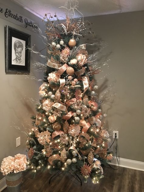 Amazing Christmas Trees, Tree Custom, Pink Tree, Brown And Pink, Pink Trees, Pink Christmas Tree, Silver Tree, Christmas Centerpieces, Yours Truly