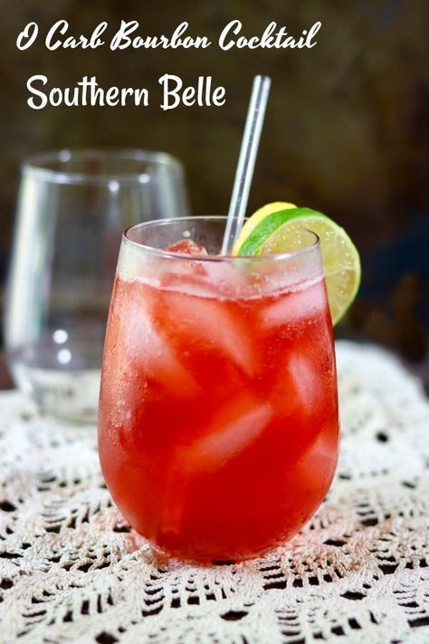 This summer bourbon cocktail recipe is light and refreshing, sweet and tangy, and perfect for long summer afternoons! Just 130 calories and 0 carbs! Lowcarb-ology.com Bourbon Cocktails Recipes, Alabama Slammer, Bourbon Cocktail Recipe, Low Carb Cocktails, Keto Cocktails, Sloe Gin, Cocktails Recipes, Fruity Cocktails, Fruity Drinks