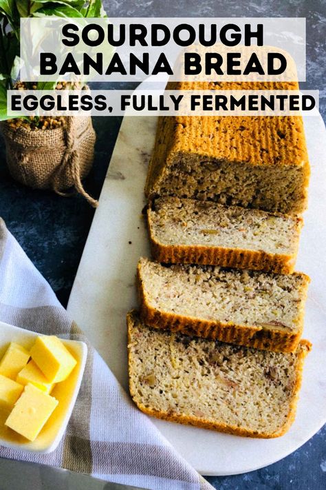 Sourdough Banana Bread. Eggless Sourdough Recipes, Banana Bread Recipe Eggless, Banana Bread Without Eggs, Sourdough Banana Bread Recipe, Potato Cauliflower Curry, Sourdough Banana Bread, Alternative Food, Sourdough Banana, Indian Cookbook