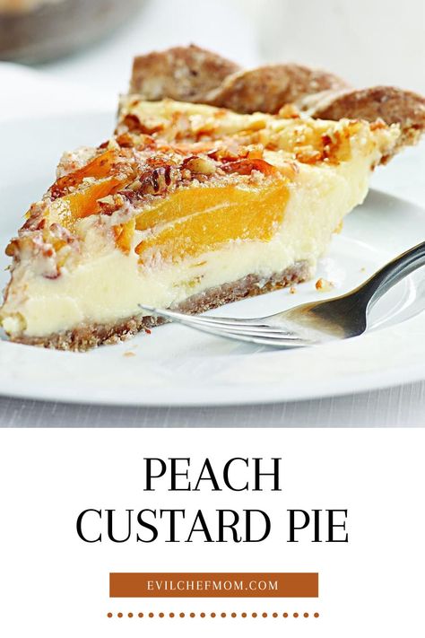 Peach Custard Pie Peach Custard Pie, Peach Custard Pies, Peach Custard, Roasted Pineapple, Mochi Cake, Nonfat Greek Yogurt, Custard Recipes, Custard Filling, Cherry Cake