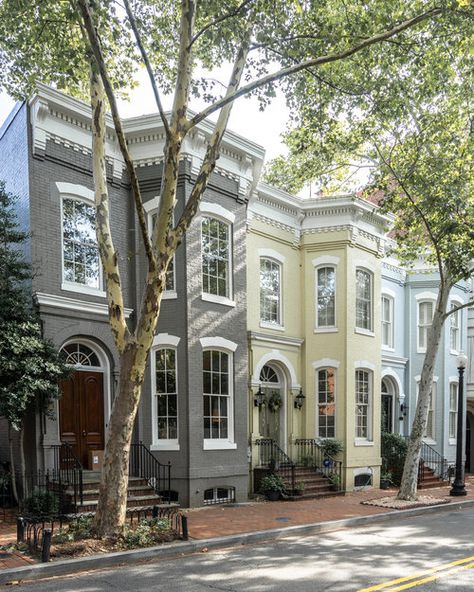 Georgetown Townhouse, Condo Exterior, Washington Homes, Modern Log Cabins, Townhouse Exterior, Apartments Exterior, Native Gardens, New Urbanism, Modern Townhouse